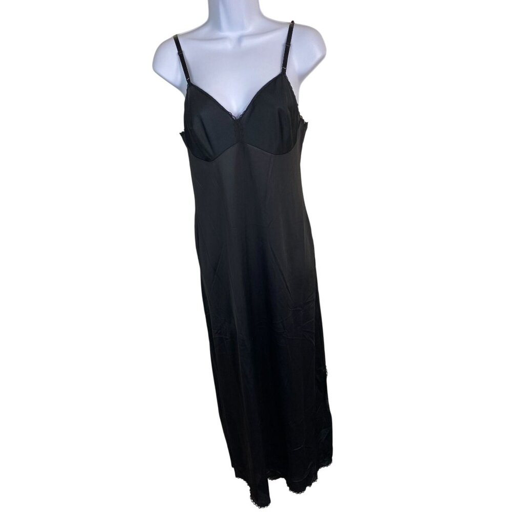 Vintage Vanity Fair Black Maxi Slip Dress Size‎ 34 Sheer Grunge Goth Whimsigoth